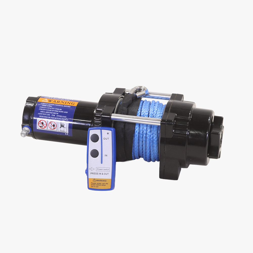 Vinsch el 12V 3500, Med fjärrkontroll och syntetisk vinschlina 