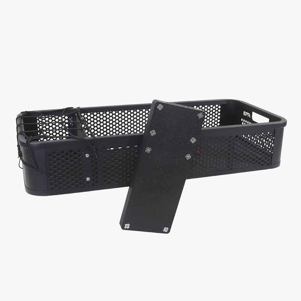 Motorsågslåda ATV rektangulär, Lastkorg med avdelare, gummimatta, motorsågsfäste och lastnät 